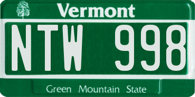 VT license plate NTW998