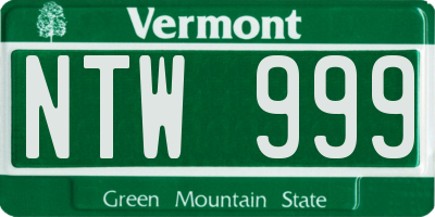 VT license plate NTW999