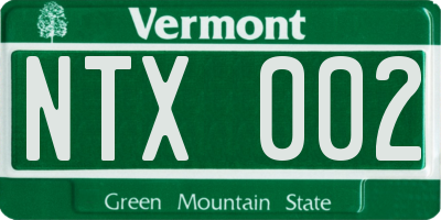 VT license plate NTX002
