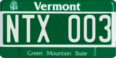 VT license plate NTX003