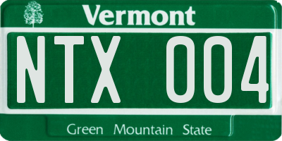 VT license plate NTX004