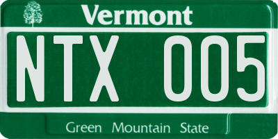 VT license plate NTX005