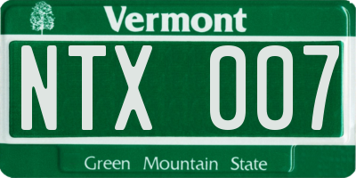 VT license plate NTX007