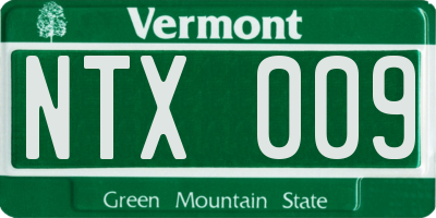 VT license plate NTX009