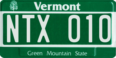 VT license plate NTX010