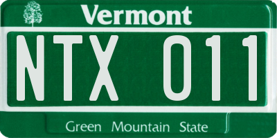 VT license plate NTX011