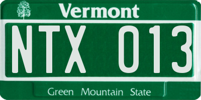 VT license plate NTX013