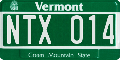 VT license plate NTX014
