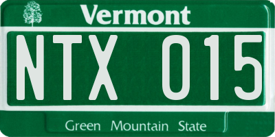 VT license plate NTX015