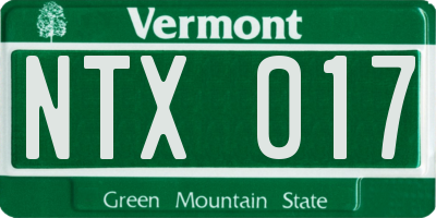 VT license plate NTX017