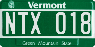 VT license plate NTX018