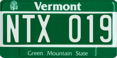 VT license plate NTX019