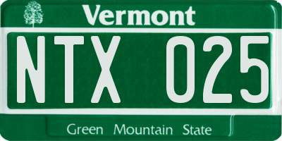 VT license plate NTX025