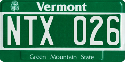 VT license plate NTX026