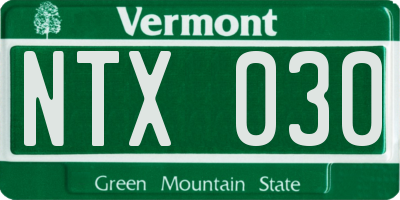 VT license plate NTX030
