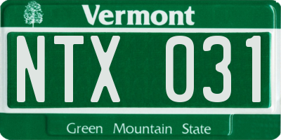VT license plate NTX031