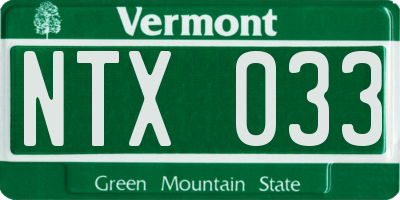 VT license plate NTX033