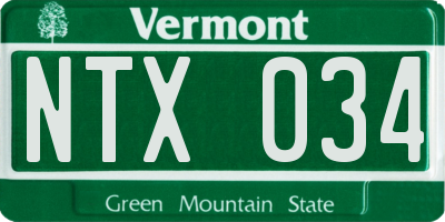 VT license plate NTX034