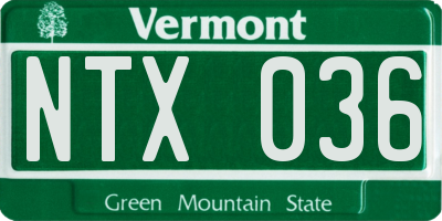 VT license plate NTX036