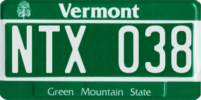 VT license plate NTX038