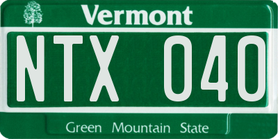 VT license plate NTX040