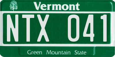 VT license plate NTX041