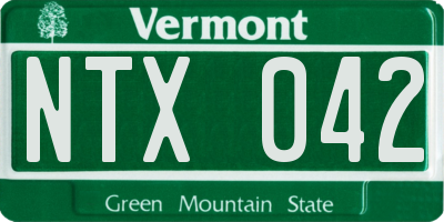 VT license plate NTX042