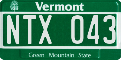 VT license plate NTX043