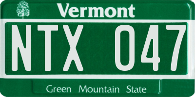 VT license plate NTX047