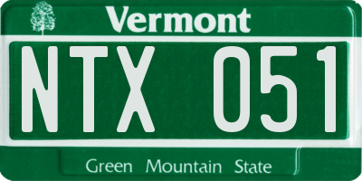 VT license plate NTX051