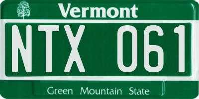 VT license plate NTX061