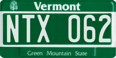 VT license plate NTX062