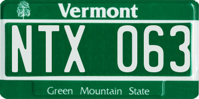 VT license plate NTX063
