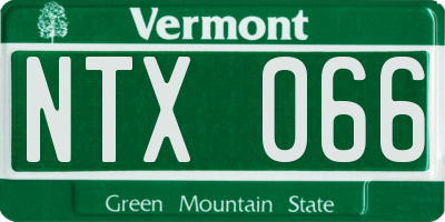 VT license plate NTX066