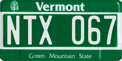 VT license plate NTX067
