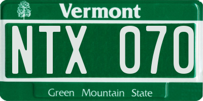 VT license plate NTX070