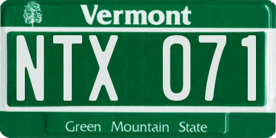 VT license plate NTX071