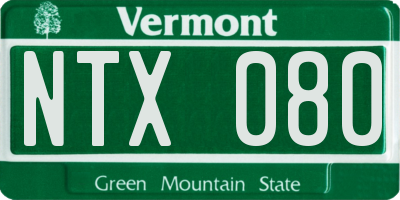VT license plate NTX080