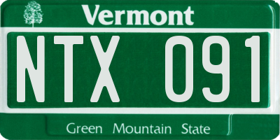 VT license plate NTX091