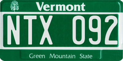 VT license plate NTX092