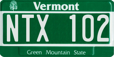 VT license plate NTX102