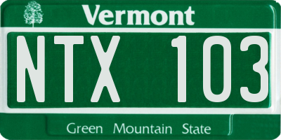 VT license plate NTX103
