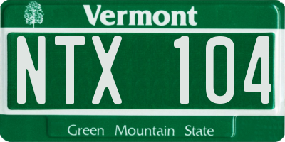 VT license plate NTX104