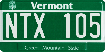 VT license plate NTX105