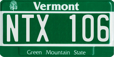 VT license plate NTX106