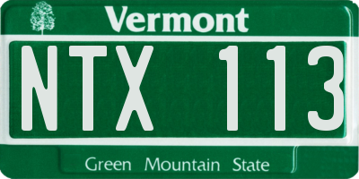 VT license plate NTX113