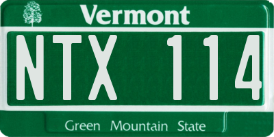 VT license plate NTX114