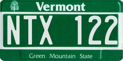 VT license plate NTX122