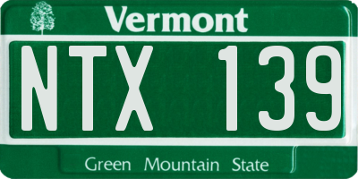 VT license plate NTX139