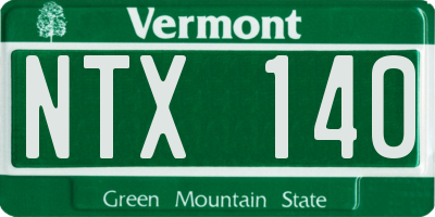 VT license plate NTX140